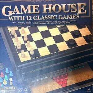 Game Gallery with 12 Classic Games - Black and Tan